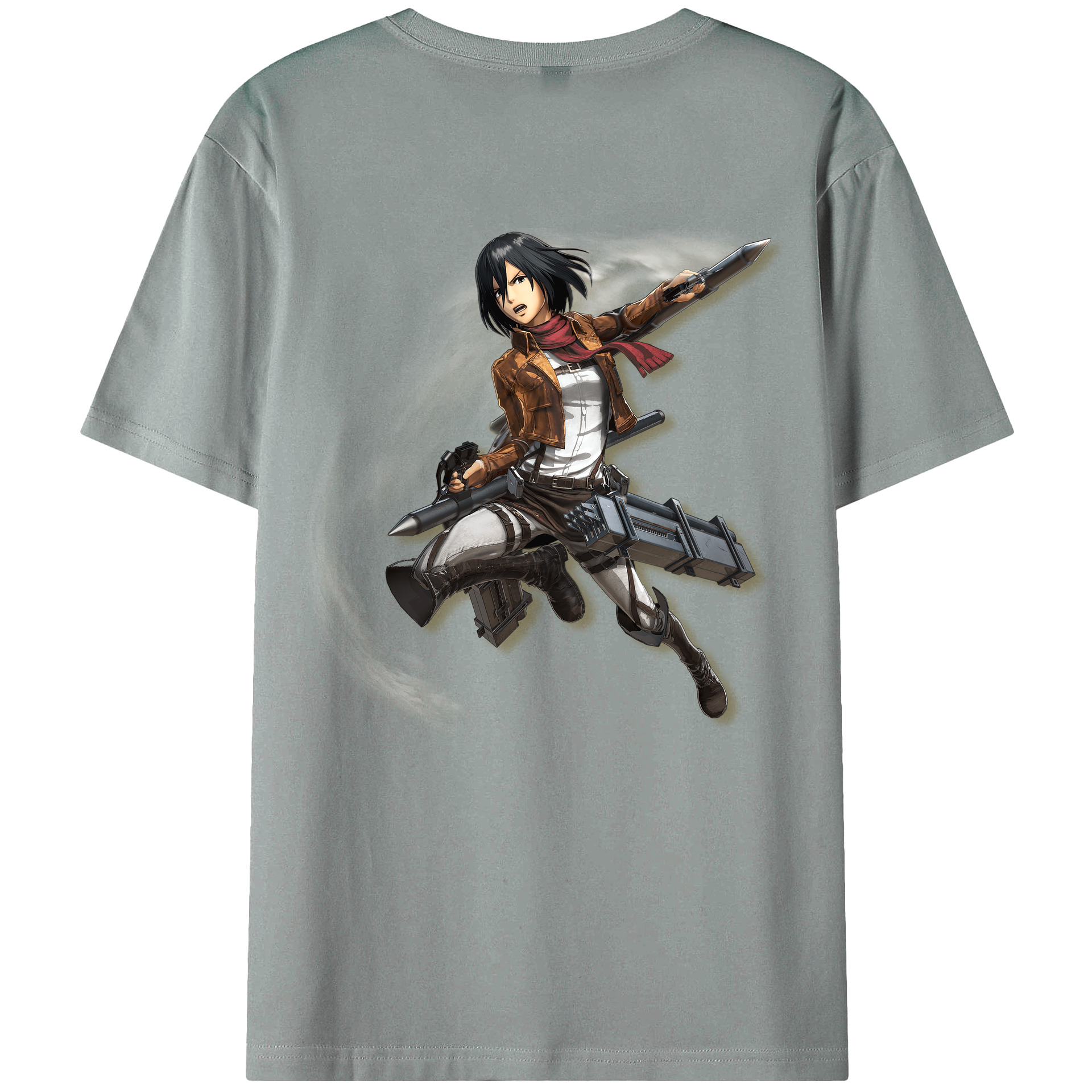 （画像用） 進撃の巨人 ミカサ·アッカーマン Attack on Titan Mikasa Ackerman 綿100％ メンズ半袖Tシャツ（バックプリント） 通気性